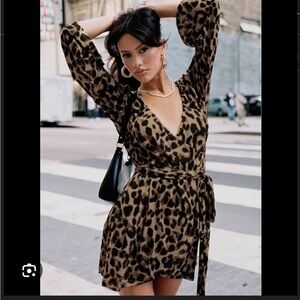 Raquela Wrap Mini Dress Leopard